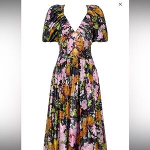 Aje Gabrielle Midnight Floral Print linen-blend dress